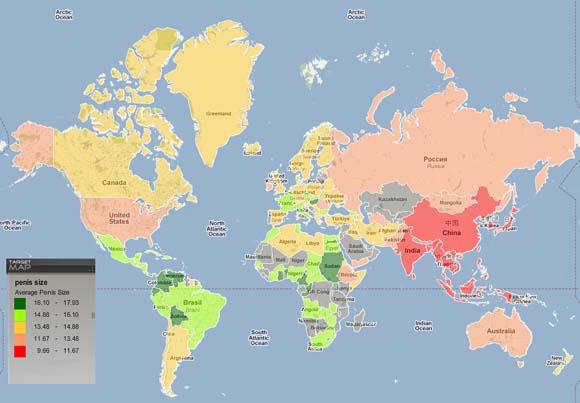 おもしろ世界地図 ペニスの大きさ ホットな情報てんこもり